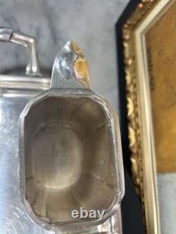 Antique French Art Deco Silver Plated Tea Set with Tray Complete 5 Pieces 1930s