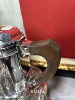 Antique French Art Deco Silver Plated Tea Set with Tray Complete 5 Pieces 1930s
