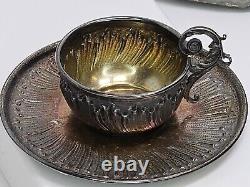 Antique French Silver Sterling Tea / Expresso Cup & Plate Heavy Tarnish