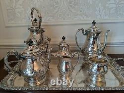 Antique Friedman Silver Company Hand chased plated six piece tea set