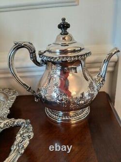 Antique Friedman Silver Company Hand chased plated six piece tea set