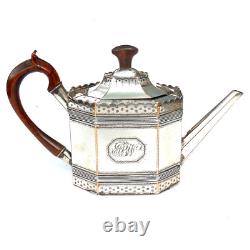 Antique GEORGIAN OLD SHEFFIELD PLATE Octagonal Tea Pot Crenellated Border c1795
