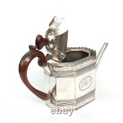 Antique GEORGIAN OLD SHEFFIELD PLATE Octagonal Tea Pot Crenellated Border c1795