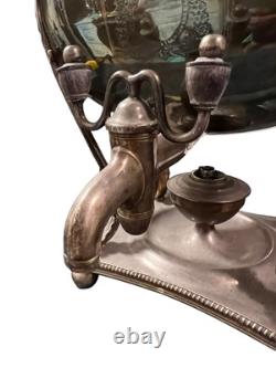 Antique Georgian Sheffield Plate Hot Water Urn Samovar Etched Decor Bearded Man