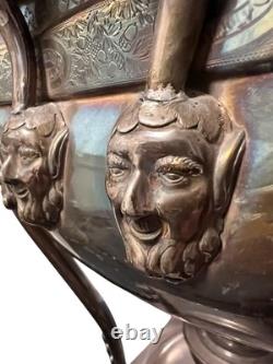 Antique Georgian Sheffield Plate Hot Water Urn Samovar Etched Decor Bearded Man