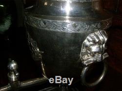Antique Georgian Sheffield Silverplate Tea Urn Lion Head Handles Ca. 1790
