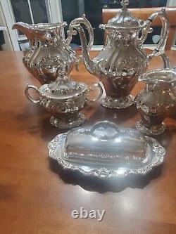 Antique Gorham Chantilly Silverplate Tea Set 6 Pieces Polished YC 1301-04, 07,39