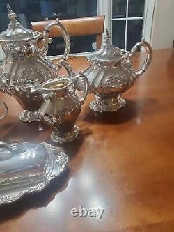 Antique Gorham Chantilly Silverplate Tea Set 6 Pieces Polished YC 1301-04, 07,39