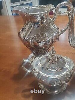 Antique Gorham Chantilly Silverplate Tea Set 6 Pieces Polished YC 1301-04, 07,39