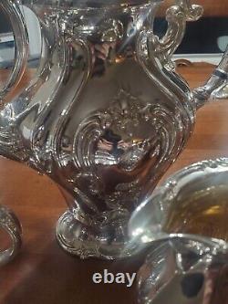 Antique Gorham Chantilly Silverplate Tea Set 6 Pieces Polished YC 1301-04, 07,39