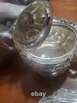 Antique Gorham Chantilly Silverplate Tea Set 6 Pieces Polished YC 1301-04, 07,39