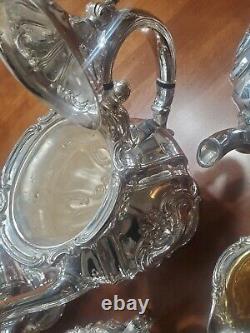 Antique Gorham Chantilly Silverplate Tea Set 6 Pieces Polished YC 1301-04, 07,39