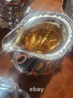 Antique Gorham Chantilly Silverplate Tea Set 6 Pieces Polished YC 1301-04, 07,39
