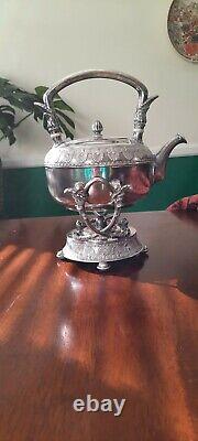 Antique Gorham Silver Plate tipping tea kettle