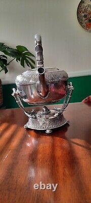 Antique Gorham Silver Plate tipping tea kettle