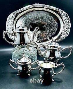 Antique Grand Baroque 5 Piece Mini Tea and Coffee Silver plated Service Set