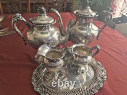 Antique Grape Pattern 5 Piece Tea Service Eg Webster And Son, Barbour Silver Co