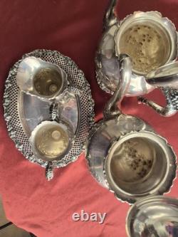 Antique Grape Pattern 5 Piece Tea Service Eg Webster And Son, Barbour Silver Co