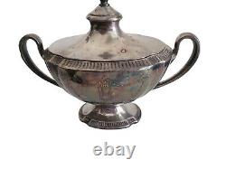 Antique Grosvenor Community Plate Silverplate Tea Pot Creamer Sugar Bowl Tray