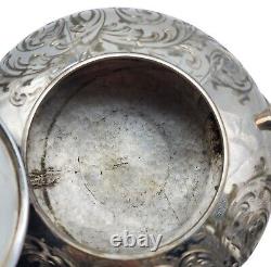 Antique HALLMARKED Silver Plate Etched 3 Pc. Tea Set Creamer Sugar Bowl Teapot