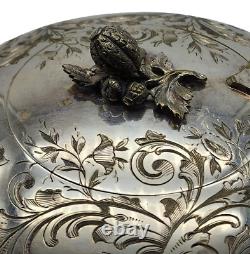 Antique HALLMARKED Silver Plate Etched 3 Pc. Tea Set Creamer Sugar Bowl Teapot