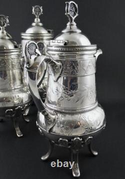 Antique HARTFORD 6pc TEA SET + TAUNTON Tray Victorian Silverplate c. 1880's