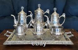 Antique HARTFORD 6pc TEA SET + TAUNTON Tray Victorian Silverplate c. 1880's