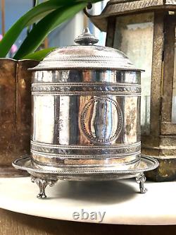 Antique Hallmarked English Silver Plate Tea Caddy Ornately decorated 1898