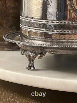 Antique Hallmarked English Silver Plate Tea Caddy Ornately decorated 1898