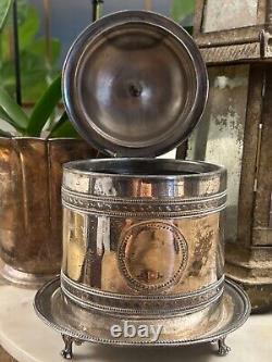 Antique Hallmarked English Silver Plate Tea Caddy Ornately decorated 1898