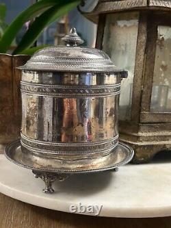 Antique Hallmarked English Silver Plate Tea Caddy Ornately decorated 1898