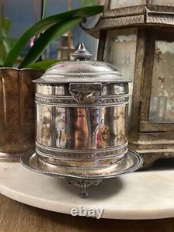 Antique Hallmarked English Silver Plate Tea Caddy Ornately decorated 1898