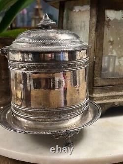 Antique Hallmarked English Silver Plate Tea Caddy Ornately decorated 1898