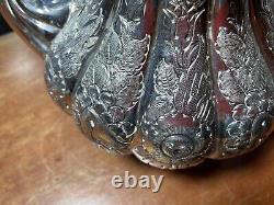 Antique Hand Chased England Silver Plate over Copper Coffee Pot, Teapot