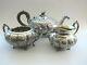 Antique Hand Chased Repousse Silver Plated Tea Set Flower Decor 1881 Rogers