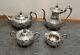 Antique Hand Chased Silver Plate Four Piece Tea Set