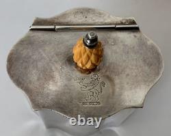 Antique Israel Freeman IFS Silver Plate Tea Caddy Carved Knob & Engraved Lion