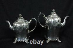 Antique JAMES DIXON Victorian Vermeil Silver Plate Footed 4pc Tea/Coffee Service