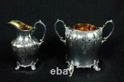 Antique JAMES DIXON Victorian Vermeil Silver Plate Footed 4pc Tea/Coffee Service