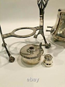 Antique J. Kurz & Co. Silver Plate 4 Pc Tilting Tea or Hot Water Pot on Stand