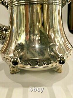 Antique J. Kurz & Co. Silver Plate 4 Pc Tilting Tea or Hot Water Pot on Stand