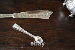 Antique John Turton Sheffield Silver plate tea Set Hand chased Tray Tongs ExCond