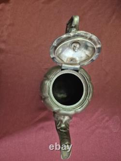 Antique Joseph Wolstenholme Sheffield Silver Plate Pumpkin Vine Motif Tea Pot