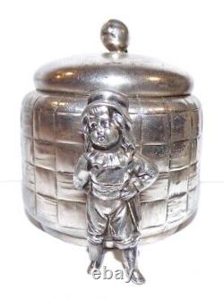 Antique Kate Greenaway Child Tea Caddy Acme Silver Plate 3 Part Box Victorian