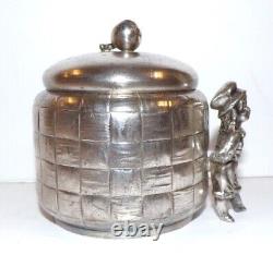 Antique Kate Greenaway Child Tea Caddy Acme Silver Plate 3 Part Box Victorian