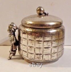 Antique Kate Greenaway Child Tea Caddy Acme Silver Plate 3 Part Box Victorian