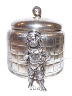 Antique Kate Greenaway Child Tea Caddy Acme Silver Plate Box Dandy Boy Victorian