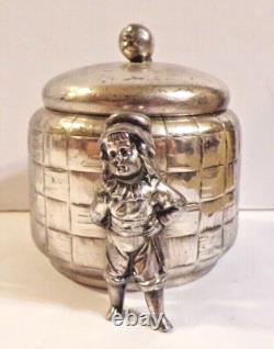 Antique Kate Greenaway Child Tea Caddy Acme Silver Plate Box Dandy Boy Victorian