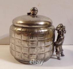 Antique Kate Greenaway Child Tea Caddy Acme Silver Plate Box Dandy Boy Victorian
