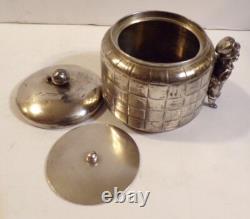 Antique Kate Greenaway Child Tea Caddy Acme Silver Plate Box Dandy Boy Victorian